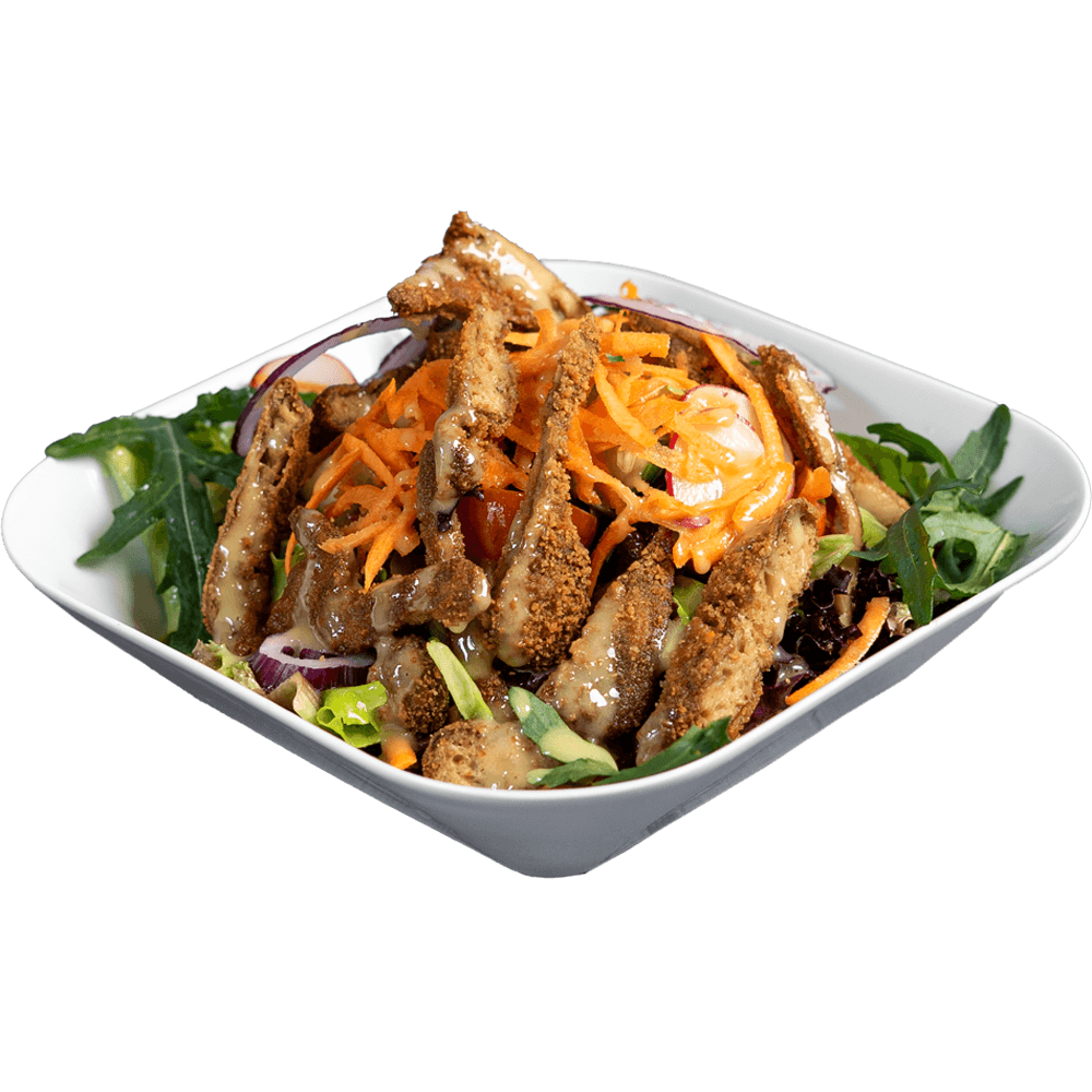 Chi'ken Stripes Salad - Vegan burger at Lia's Kitchen Berlin